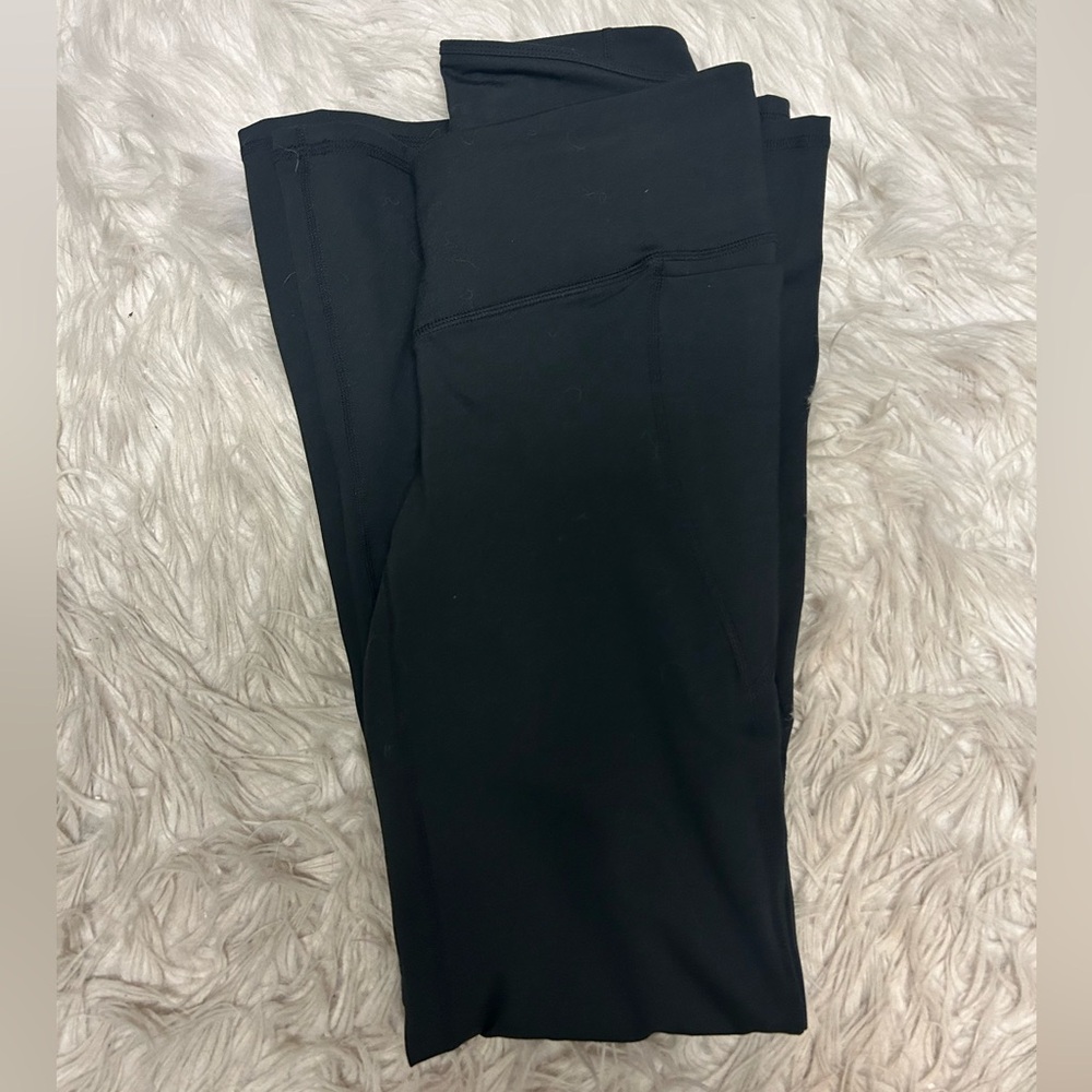 Fabletics Oasis PureLuxe High-Waisted Crossover Black Flare Pants - Picture 3 of 5